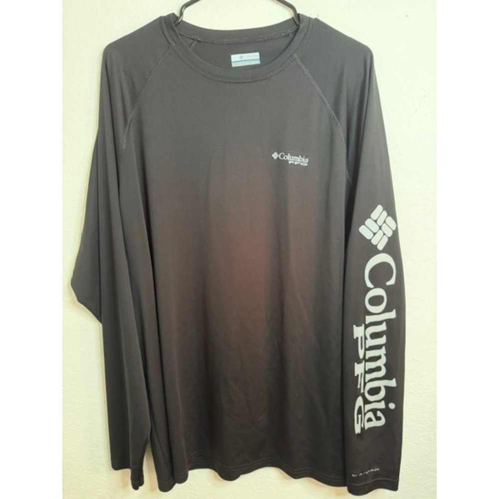 Columbia PFG Mens XL Long Sleeve Fishing Shirt Black Performance Sun Tee Raglan